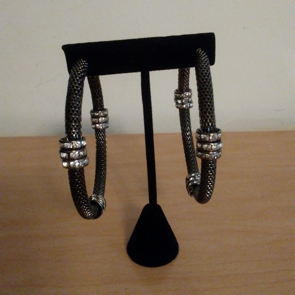 Gunmetal Python Hoops - Picture 3 of 4